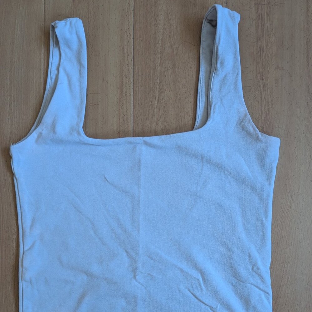 Cotton Seamless Fabric Squareneck Top (Abercrombie & Fitch, Size M, Beige)